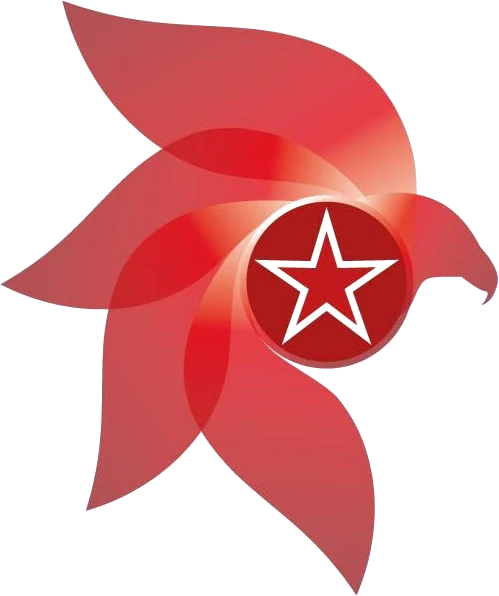 Emblema de Plasticsa: ave roja con estrella